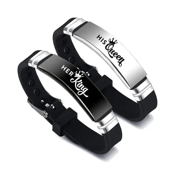 His Queen Her King Couple Bracelet Stainless Steel Set - 5