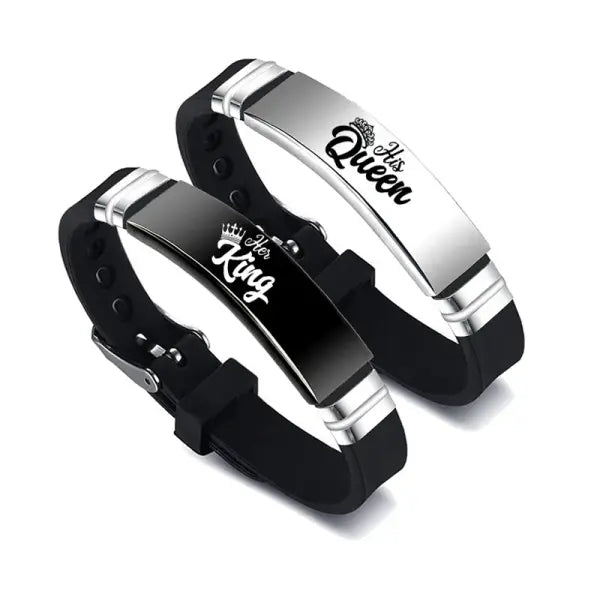 His Queen Her King Couple Bracelet Stainless Steel Set