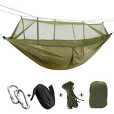 2-Person Camping Hammock with Mosquito Net - Heavy Duty Parachute Fabric Portable Swing for Outdoor Travel