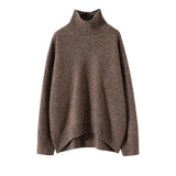 Emperoe Goat Cashmere Turtleneck Sweater Loose Fit - brown / S / CHINA