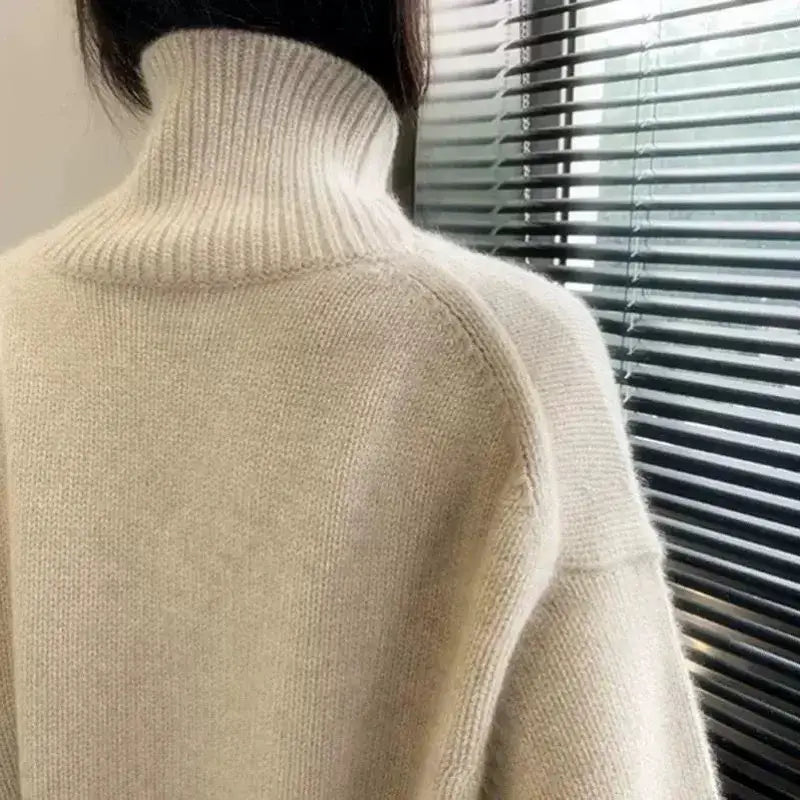 Emperoe Goat Cashmere Turtleneck Sweater Loose Fit