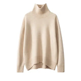 2024 Autumn and Winter New Thick Cashmere Sweater Women High Neck Pullover Sweater Warm Loose Knitted Base Sweater