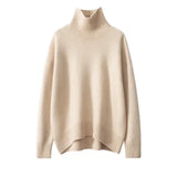 Emperoe Goat Cashmere Turtleneck Sweater Loose Fit - beige / M / CHINA