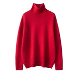 Emperoe Goat Cashmere Turtleneck Sweater Loose Fit - red / M / CHINA