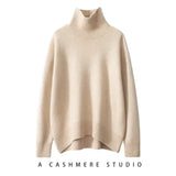 2024 Autumn and Winter New Thick Cashmere Sweater Women High Neck Pullover Sweater Warm Loose Knitted Base Sweater