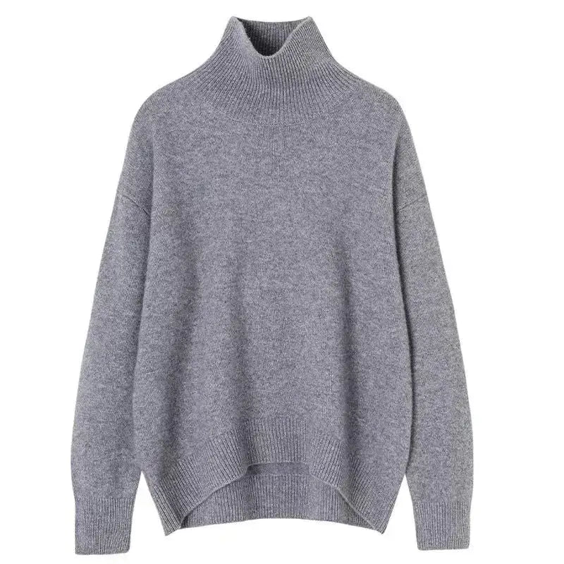 Emperoe Goat Cashmere Turtleneck Sweater Loose Fit - grey / M / CHINA