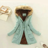 2024 New Autumn Winter Women Cotton Jacket Padded Casual Slim Coat Emboridery Hooded Parkas Wadded Warm Overcoat - Deep