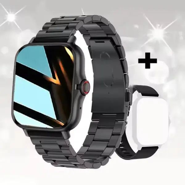 COTAUL C26 Smart Watch with Heart Rate and Silica Gel Band - add black steel