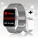 COTAUL C26 Smart Watch with Heart Rate and Silica Gel Band - mesh belt silver