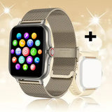 COTAUL C26 Smart Watch with Heart Rate and Silica Gel Band - mesh belt golden