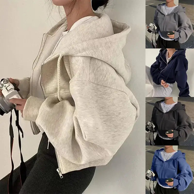 Womens Loose Fit Hooded Pullover Nylon Hoodie