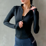 Women Running Jacket V-Neck Nylon Anti-Pilling Quick Dry - Black / S