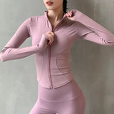 Women Running Jacket V-Neck Nylon Anti-Pilling Quick Dry - Pink / M