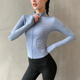 Women Running Jacket V-Neck Nylon Anti-Pilling Quick Dry - Blue / XL