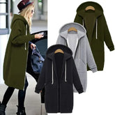 Loose Women Autumn Winter ThickenHoodies Parkas Maxi Sweatshirt Dress