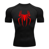 Men’s Spider Print Compression Gym Shirt – Quick-Dry Breathable Running Tee (M–3XL) - 6 / XXL