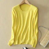 2025 Autumn Winter Sweater Women Long Sleeve O-neck Knit Tops Solid Slim Fit Bottoming Shirt Korean Fashion Pullovers