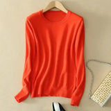 2025 Autumn Winter Sweater Women Long Sleeve O-neck Knit Tops Solid Slim Fit Bottoming Shirt Korean Fashion Pullovers