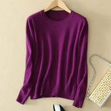 2025 Autumn Winter Sweater Women Long Sleeve O-neck Knit Tops Solid Slim Fit Bottoming Shirt Korean Fashion Pullovers
