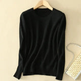 2025 Autumn Winter Sweater Women Long Sleeve O-neck Knit Tops Solid Slim Fit Bottoming Shirt Korean Fashion Pullovers