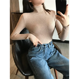 2025 Autumn Winter Thick Sweater Women Knitted Ribbed Pullover Sweater Long Sleeve Turtleneck Slim Jumper Soft Warm