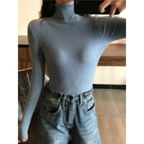 2025 Autumn Winter Thick Sweater Women Knitted Ribbed Pullover Sweater Long Sleeve Turtleneck Slim Jumper Soft Warm
