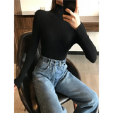 2025 Autumn Winter Thick Sweater Women Knitted Ribbed Pullover Sweater Long Sleeve Turtleneck Slim Jumper Soft Warm