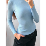 2025 Autumn Winter Thick Sweater Women Knitted Ribbed Pullover Sweater Long Sleeve Turtleneck Slim Jumper Soft Warm