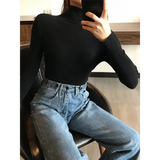 2025 Autumn Winter Thick Sweater Women Knitted Ribbed Pullover Sweater Long Sleeve Turtleneck Slim Jumper Soft Warm