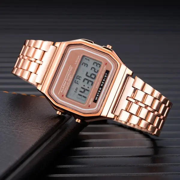 Tinuora Men Sports Waterproof Digital Watches with Bracelet Clasp - 212 Rose gold