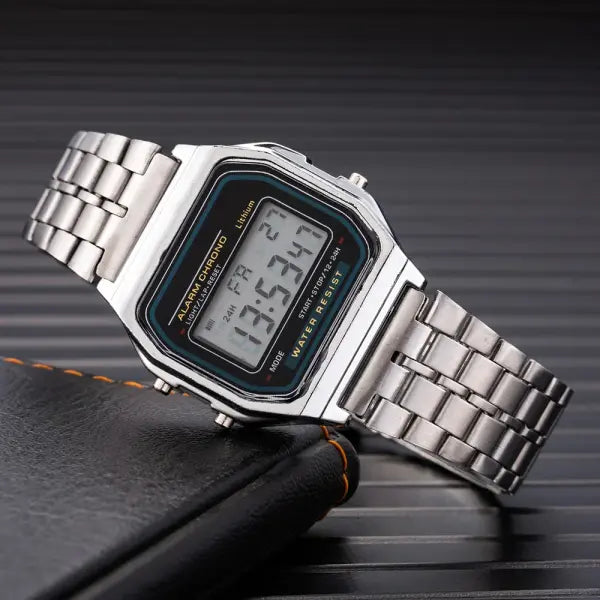 Tinuora Men Sports Waterproof Digital Watches with Bracelet Clasp - 212 Silver