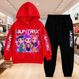 Kpop Demon Hunters Kids Hoodie Set with Pants for Boys and Girls - Red / 140