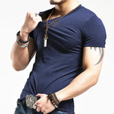 Men’s V-Neck Fitness T-Shirt – 10 Colors Casual Tee Sizes S–5XL