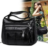 Women Lightweight Multi Layer Shoulder Bag and Spacious Tote Handbag - Black / Extra Large
