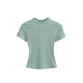 Women’s Slim Fit Short Sleeve T-Shirt – Solid Color Y2K Casual Fashion Top