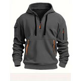 Men’s Zipper Fleece Hooded Casual Jacket - Dark Grey / M