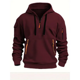 Men’s Zipper Fleece Hooded Casual Jacket - Burgundy / S