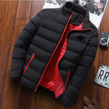 2025 New Winter Long Sleeve Cotton Coat Zipper Jacket Men’s Cotton Coat - Black Red2 / 4XL
