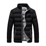 New Winter Long Sleeve Cotton Coat Zipper Jacket Men’s Cotton Coat - black ash2 / 4XL