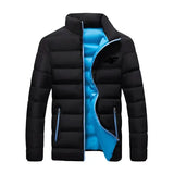 New Winter Long Sleeve Cotton Coat Zipper Jacket Men’s Cotton Coat - black blue2 / 4XL