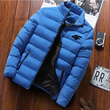 2025 New Winter Long Sleeve Cotton Coat Zipper Jacket Men’s Cotton Coat - blue-black2 / 4XL