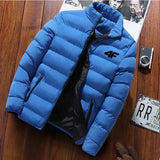 New Winter Long Sleeve Cotton Coat Zipper Jacket Men’s Cotton Coat - blue-black2 / 4XL
