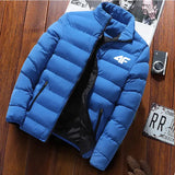 2025 New Winter Long Sleeve Cotton Coat Zipper Jacket Men’s Cotton Coat - blue-black / 4XL