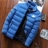 New Winter Long Sleeve Cotton Coat Zipper Jacket Men’s Cotton Coat - blue-black / 4XL