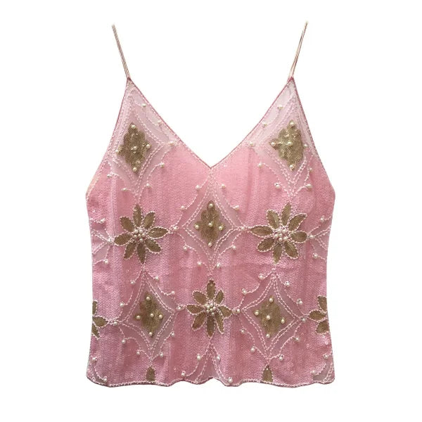 2025 Sexy Sequin Beaded Tank Top – Glitter Backless Party Wear - Himpall