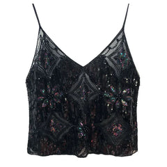 2025 Sexy Sequin Beaded Tank Top – Glitter Backless Party Wear - Himpall