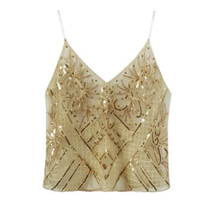 2025 Sexy Sequin Beaded Tank Top – Glitter Backless Party Wear - Himpall