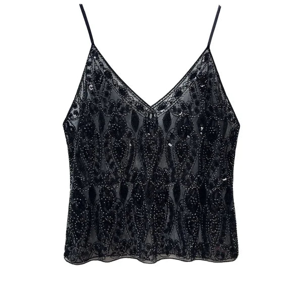 2025 Sexy Sequin Beaded Tank Top – Glitter Backless Party Wear - Himpall