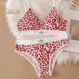 2025 Summer New Women’s Leopard Print Traceless and Steel Rim Bra Adjustable Shoulder Strap Back Women’s Underwear Set