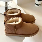 Womens Ankle Snow Boots Genuine Leather Origin Fur Shaft